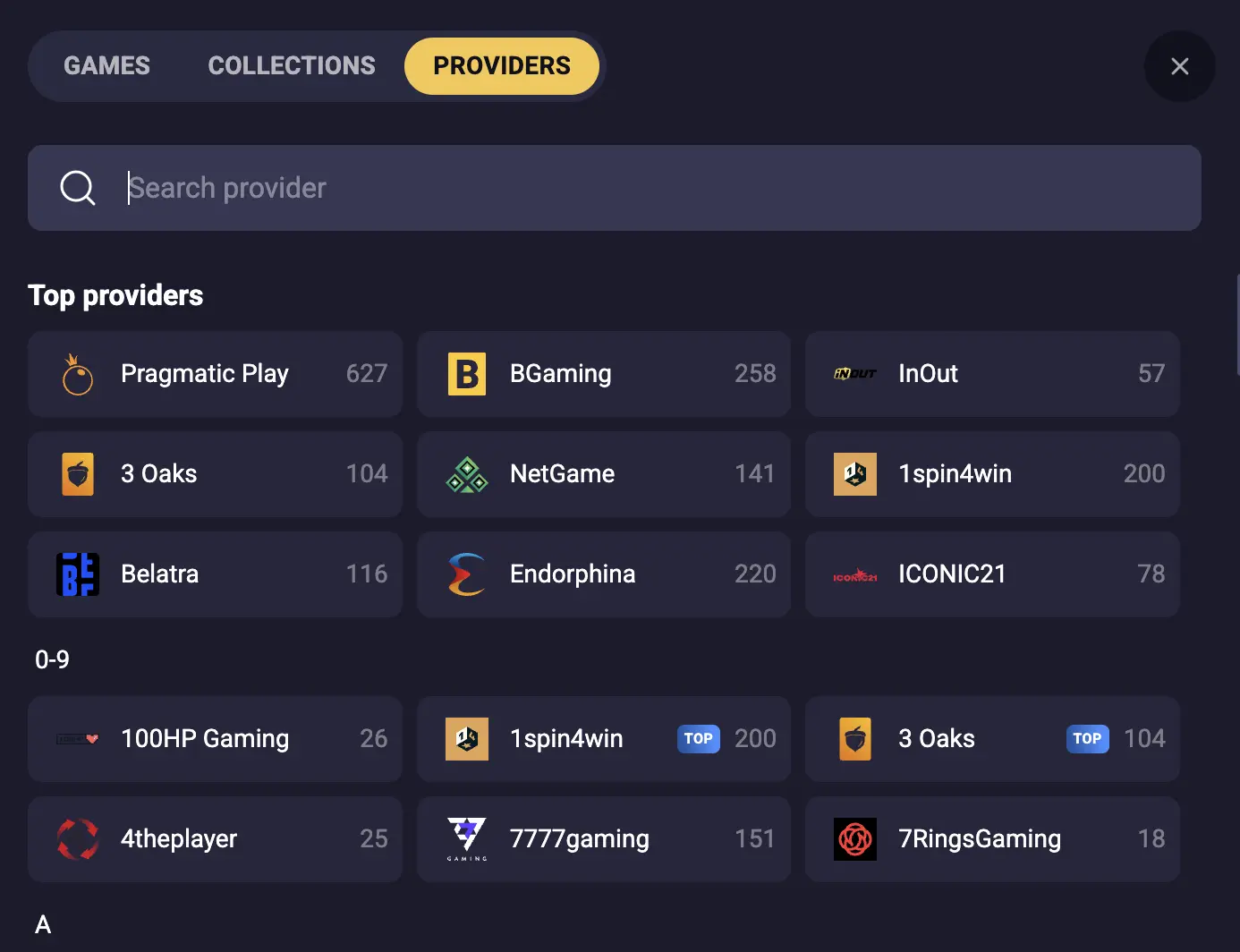 Top Providers at the Casino VegasHunter